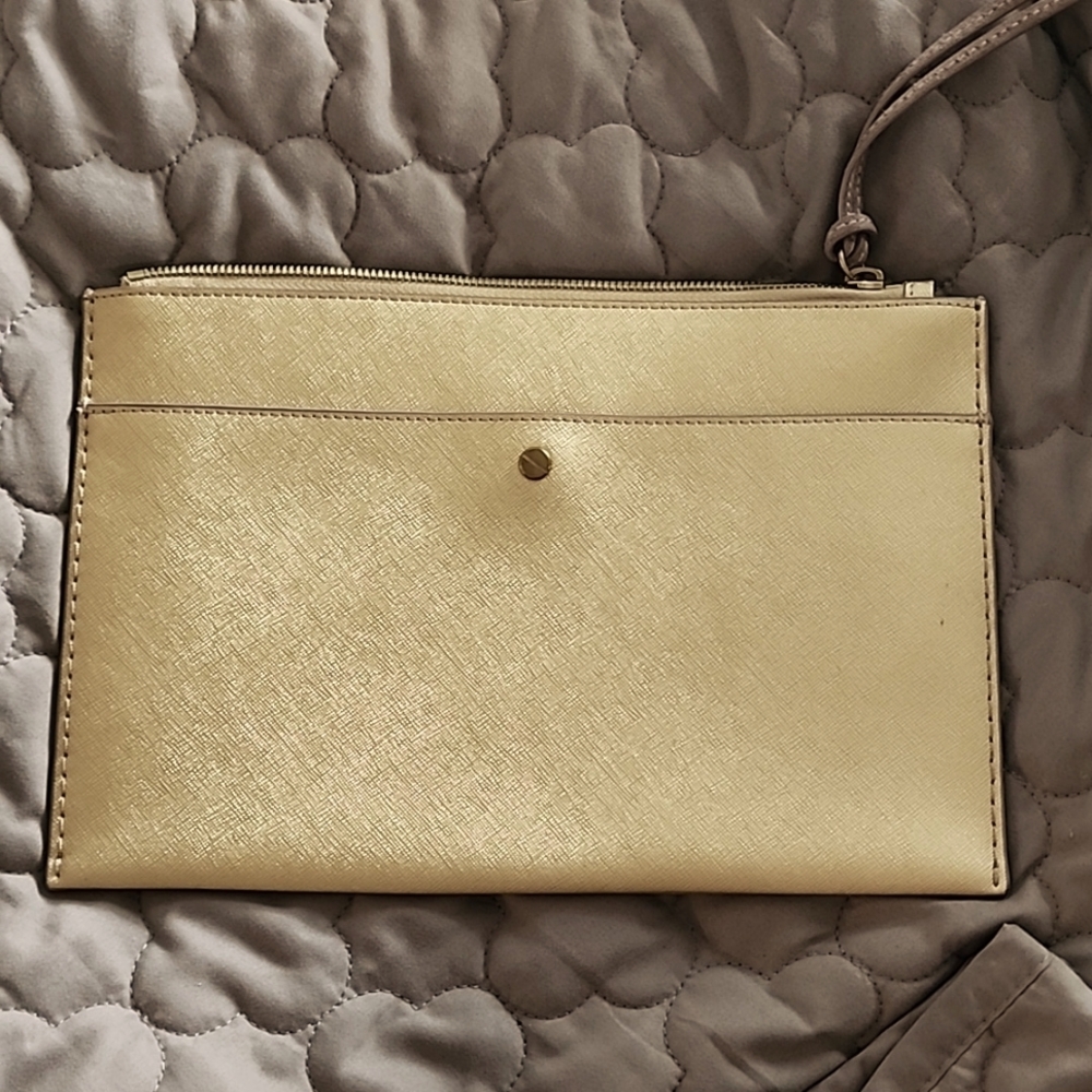 J. Crew Gold Saffiano Leather Clutch/Pouch